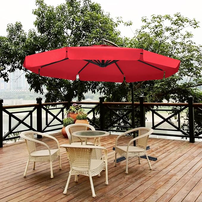 ABCCANOPY Premium Cantilever Patio Umbrellas 9FT (Bright Red)