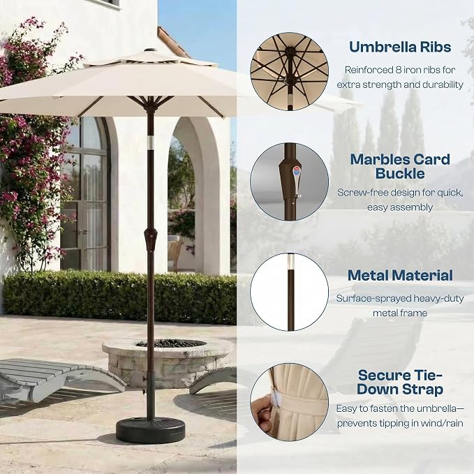 10FT Patio Umbrella, 2 Tier Outdoor Table Umbrella, Large Vented Market Umbrellas with Push Button Tilt and Crank, 8 Sturdy Ribs for Backyard, Deck, Pool, UPF50+ UV Protection