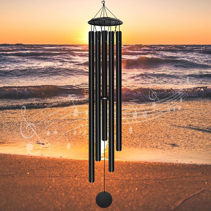 65" Extra Large Wind Chimes for Outside Deep Tone,Big WindChimes for Outdoor Porch Garden Patio Balcony Decor, Deep Tone Wind Chimes (Black)
