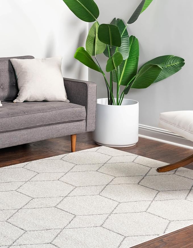 Unique Loom Trellis Frieze Collection Area Rug - Geometric (10' x 14' 1", Ivory/ Gray)