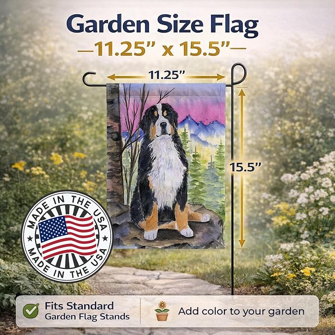 Caroline's Treasures SS8336GF Bernese Mountain Dog Garden Flag Mailbox Flag Decorative Yard Flag Banner Outside Patio Artwork Yard Flower Beds, Garden Size, Multicolor