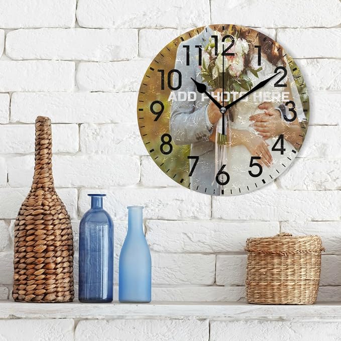 ALAZA Home DIY 9.84 inch Round Acrylic Wall Clock Non Ticking Silent Clock Art for Living Room Kitchen Bedroom(Black Pointer)