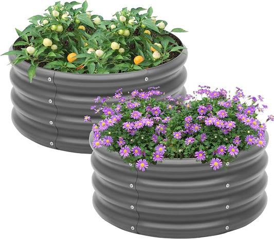 2-Pack 2x1ft Galvanized Raised Garden Bed, Outdoor Planter Bed, Metal Planter Box for Gardening and Planting