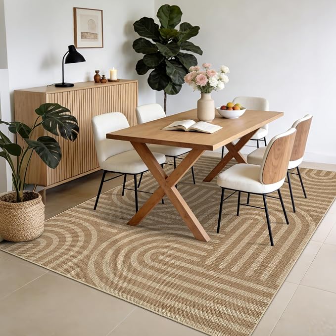 Garvee Large Area Rug 10x13 Rugs Modern Abstract Washable Rug | Natural Rainbow Area Rug Stain Resistant Easy Cleaning Throw Rugs Low Pile Floor Cover for Nursery Dining Room Apartment