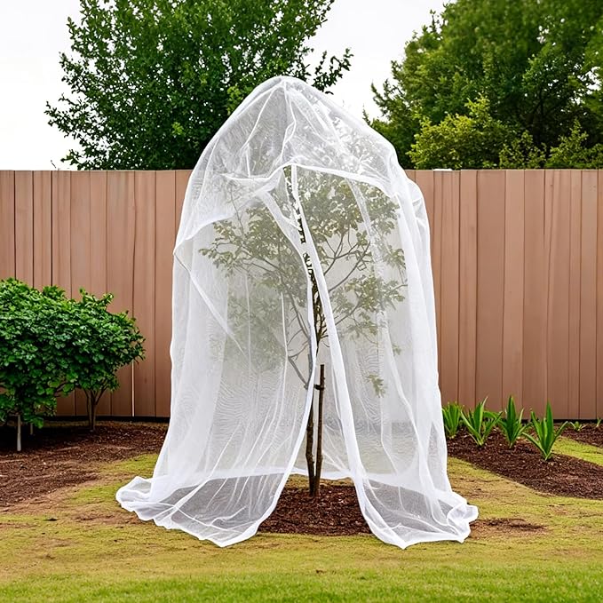 10x10x10Ft Extra Large Fruit Tree Netting Cover with Zipper & Drawstring, Garden Mesh Netting for Protecting Plants from Birds,Bug& Squirrels,Ultra Fine Weather Resistant Tree Netting