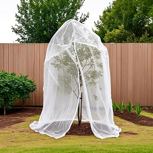 10x10x10Ft Extra Large Fruit Tree Netting Cover with Zipper & Drawstring, Garden Mesh Netting for Protecting Plants from Birds,Bug& Squirrels,Ultra Fine Weather Resistant Tree Netting