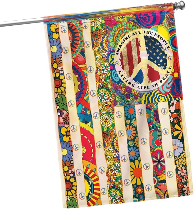 FLAGWIX Peace Hippie Flag - Decorative Home & Garden Flag, 30x40
