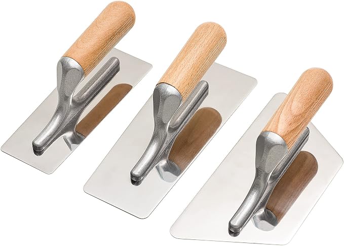 Polished Stainless Steel Venetian Plaster Trowel Set 3 PC Paint Plastering Finishing Hand Tools