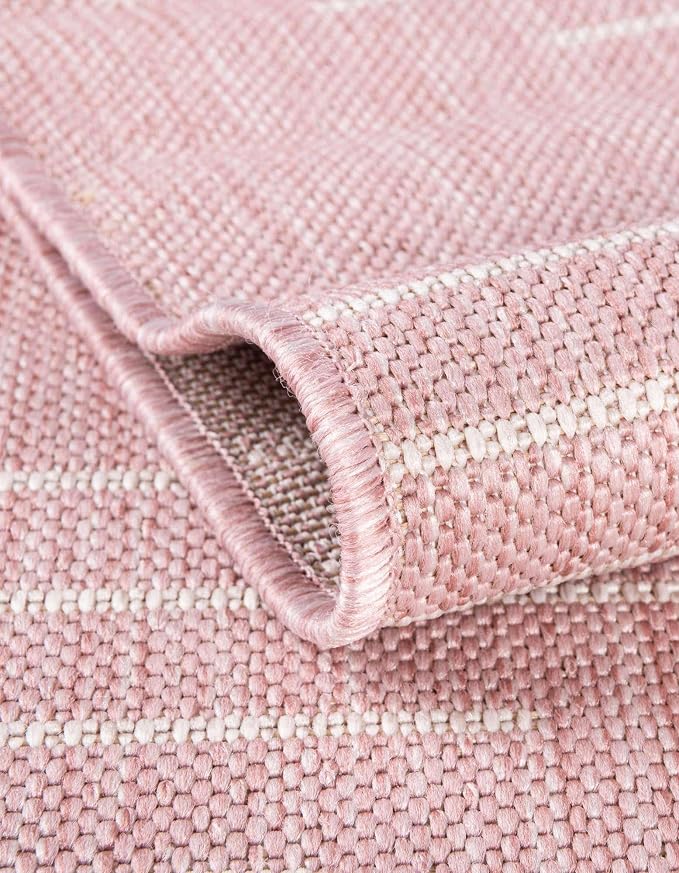 Unique Loom Outdoor Modern Collection Area Rug - Tambor (10' 8" Square Pink/Ivory)