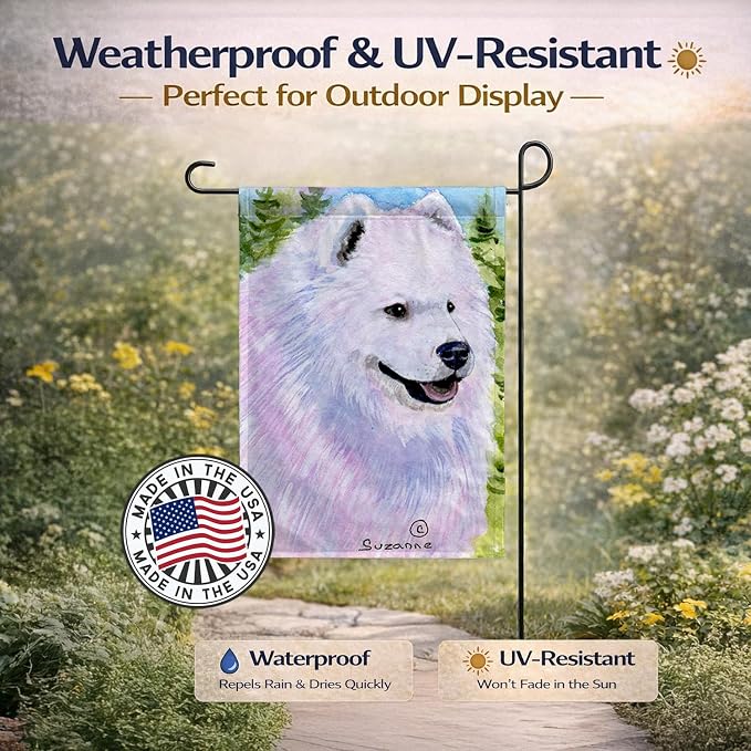 Caroline's Treasures SS8755GF Samoyed Garden Flag Mailbox Flag Decorative Yard Flag Banner Outside Patio Artwork Yard Flower Beds, Garden Size, Multicolor