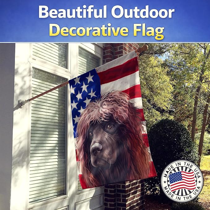 Caroline's Treasures CK6572CHF Irish Water Spaniel American Flag House Flag Large Porch Sleeve Pole Decorative Outside Yard Banner Artwork Wall Hanging, Polyester, House Size, Multicolor