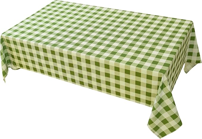 Waterproof Plaid Tablecloth Fabric - Oblong 52x70 Inch Classic Buffalo Tartan Table Cloth for Indoor/Outdoor Use - Washable Tabletop Cover for Dinner, BBQs, and Parties