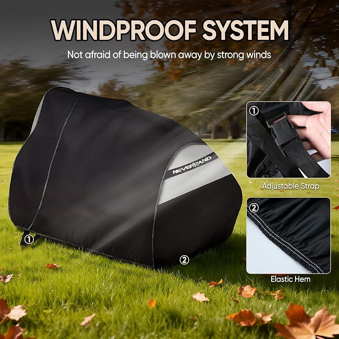 NEVERLAND Riding Lawn Mower Cover - Lawn Tractor Cover with Drawstring & Storage Bag, Fits Decks up to 54", 600D, Handles and Dual Air Vents