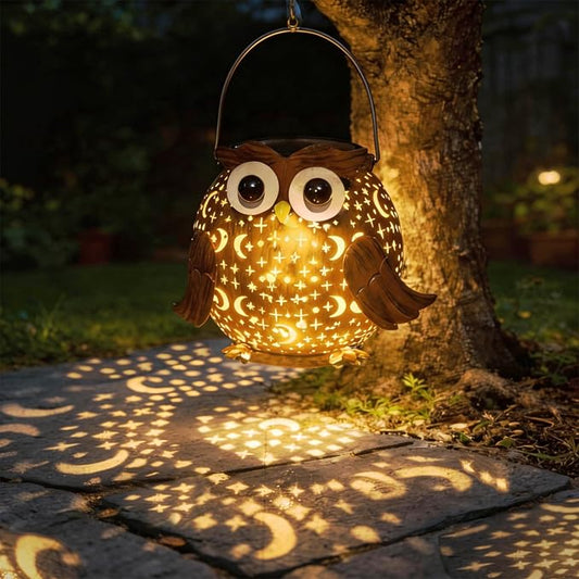 Solar Lights Outdoor Owl Garden Decor, Solar Lanterns Outdoor Waterproof Metal Hanging Lantern Solar Garden Lights for Outside Patio Yard, Lawn, Porch, Backyard Decoration