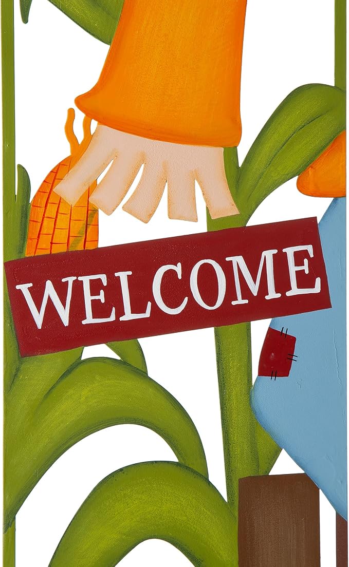 Glitzhome 41.5"H Fall Decorative Yard Signs with Stakes, Metal Scarecrow Corns Combo Garden Yard Stake for Home Lawn Yard Pathway Front Door Fall Harvest Thanksgiving Wall Hanging Decor