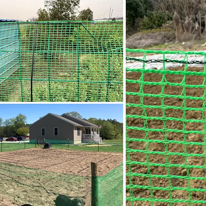 Garden Fence Temporary Fence, 4'x65' with 50 Zip Ties, Plastic Fencing Safety Fence Snow Fence, Construction Fencing for Garden Fencing, Animal Barrier, Poultry, Deer, Patio, Green
