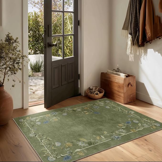 2x3 Small Area Rugs for Entryway: Machine Washable Door Mat Indoor Entrance Stain Resistant Non Slip Rubber Backed Low Pile Soft Throw Rugs for Bedroom Kitchen Front Door Indoor Entrance Foyer Entry