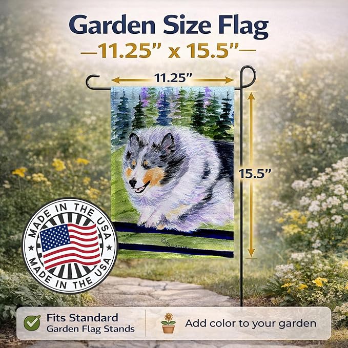 Caroline's Treasures SS8305GF Sheltie Garden Flag Mailbox Flag Decorative Yard Flag Banner Outside Patio Artwork Yard Flower Beds, Garden Size, Multicolor