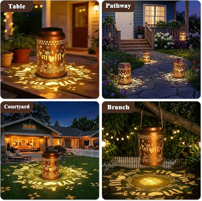 Mother Day Gifts for Mom - Hummingbird Solar Lanterns Outdoor Waterproof, Birthday Gifts for Women, Hanging Solar Lantern for Yard, Garden Decor