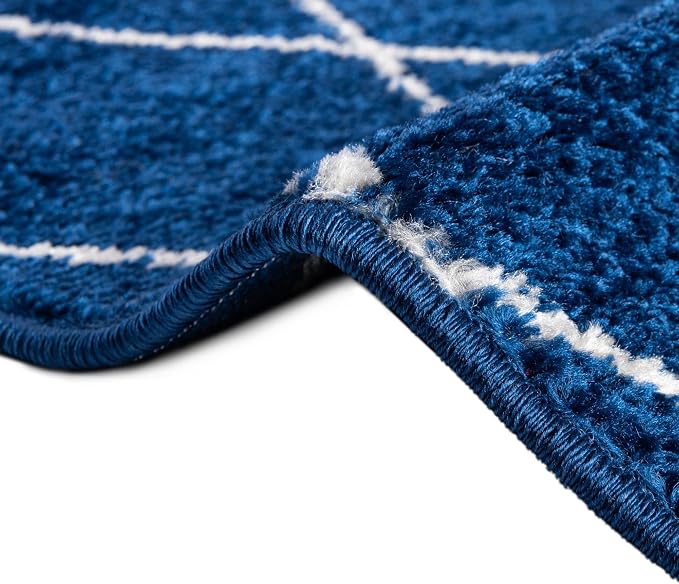Unique Loom Trellis Frieze Collection Area Rug - Geometric (6' 1" x 9', Navy Blue/ Ivory)
