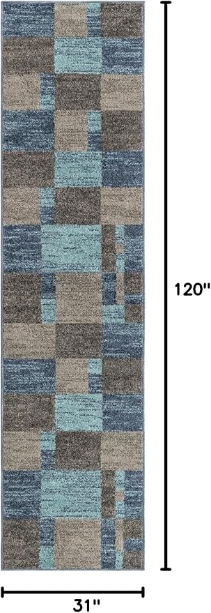 Unique Loom Autumn Collection Area Rug - Providence (2' 7" x 10' Runner, Blue Gray/ Light Brown)