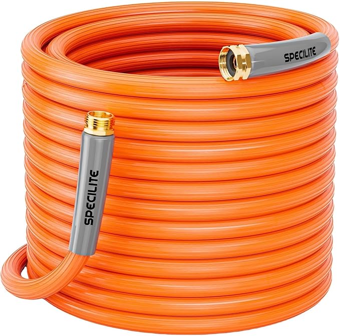 SPECILITE 5/8'' Heavy Duty Rubber Garden Hose 20FT, 1300psi Burst, 450psi Working, Hot/Cold Water Hose, -50℉ -170℉, 5 Layered Pipe, UV Resistant, 3/4" Brass Fittings for Outdoor, Agriculture