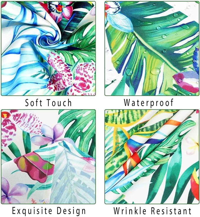Outdoor Tablecloth with Umbrella Hole and Zipper, Oval Patio Table Covers for Spring/Summer, Machine Washable Outdoor Picnic Table Cloth (Tropical, 60" × 102" Oval)