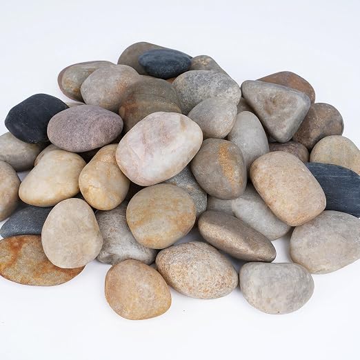 Pulovin 5lbs River Rocks for Landscaping, 2"-3" Decorative Garden Stones for Plants, Flower Pots, Vase, Walkways, Yard, Natural Rocks for Aquarium, Fish Tank