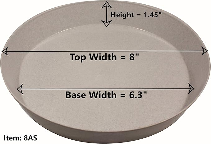 8 Inch (6.3 Inch Base), Black, Case of 10 Plant Saucer | Polypropylene, Heavy Duty Indoor/Outdoor, Drip Pan & Tray, Collects Excess Water, Made in USA