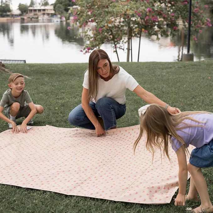 Tiny Twinkle Waterproof Picnic Blanket | 5'x7' 100% Recycled Polyester, Sandproof, Foldable & Portable for Beach, Camping, Travel (Boho Rainbow)