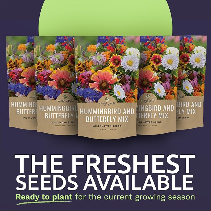 Bulk Wildflower Seeds Butterfly and Humming Bird Mix - 5 Pounds - Over 600,000 Open Pollinated Annual and Perennial Seeds