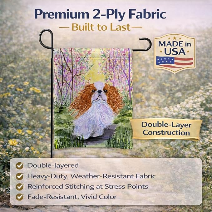 Caroline's Treasures SS8613GF English Toy Spaniel Garden Flag Mailbox Flag Decorative Yard Flag Banner Outside Patio Artwork Yard Flower Beds, Garden Size, Multicolor