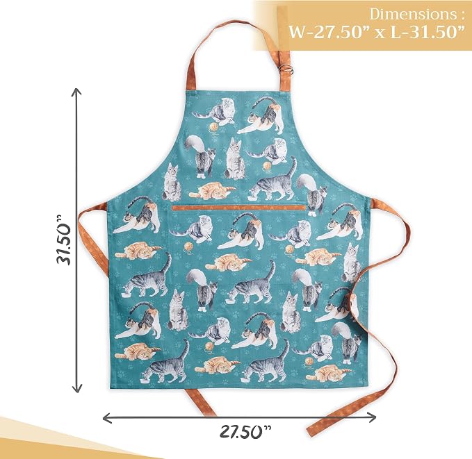Maison d' Hermine Aprons for women with Pocket 100% Cotton (27.50"x31.50") | Adjustable Neck Strap & long ties Apron Men Chef Wedding Cooking Gardening Server Maid