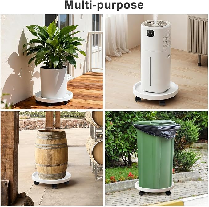 2Pack 15.7'' Large Plant Stand with Wheels, Plant Stand Dolly for Heavy Planter,Wheeled Planter Saucer Tray,Rolling plant stand,Heavy-Duty Plant Caddy with Casters for Indoor and Outdoor(White)