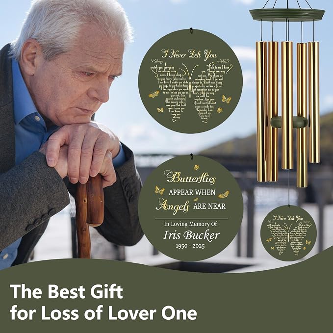 ASTARIN Memorial Wind Chimes Personalized, Bereavement Gift Ideas for Sympathy Loss of Lover Mother Father, 36 inch Deep Tone Wind Chimes Patio Decoration, in Memory of Loved One Gift(Made in Texas)