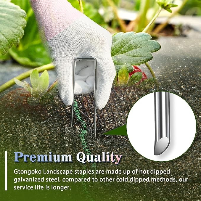 Gtongoko 120 Pack Landscape Staples 4 Inch Galvanized Garden Stakes, 12 Gauge Heavy Duty Sod Staples for Weed Barrier Fabric, Plant Covers, Netting, Irrigation Hose & Holiday Decorations