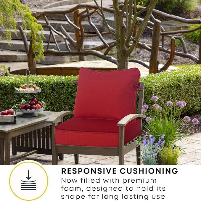 19"x19" Outdoor Universal Cushion Set of 1, Patio Cushions with Handles & Ties, Water-Proof Stain-Resistant UV Resistant Weather Resistant High Resilience Foam with YKK Zippers,Chili