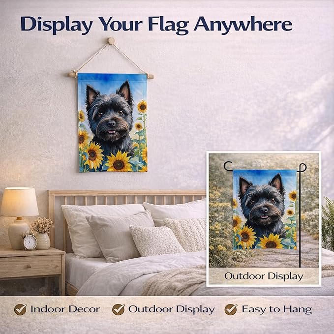 Caroline's Treasures DAC6043GF Cairn Terrier in Sunflowers Garden Flag Mailbox Flag Decorative Yard Flag Banner Outside Patio Artwork Yard Flower Beds, Garden Size, Multicolor