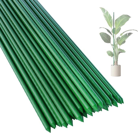 PROWORX 36 Inch 3 Ft Plant Support Garden Stakes 25 PCS, Sturdy Steel Plastic Coated Sticks for Outdoor Growing Climbing, Tomato, Trees, Cucumber, Beans