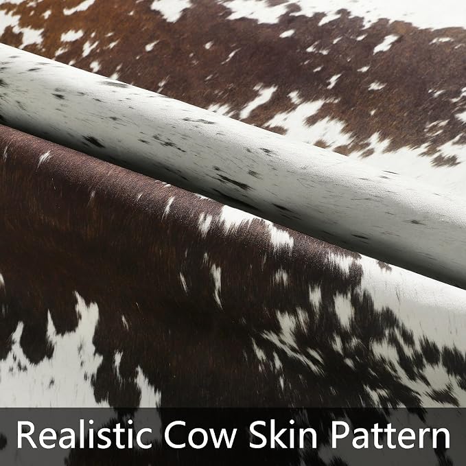 AROGAN Faux Cowhide Rug, Cow Print Animal Area Rug, 5.2x6.2 Ft Spots Brown | Premium Cow Hide Carpet, Western Rug for Bedroom Living Room Decor, Durable Faux Cow Skin Cowhide Area Rug