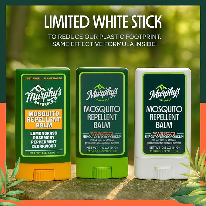 Murphy's Naturals Mosquito Repellent Balm Stick, Plant-Based Ingredients, Travel-Pocket Size, 0.5oz Each, 6-Pack