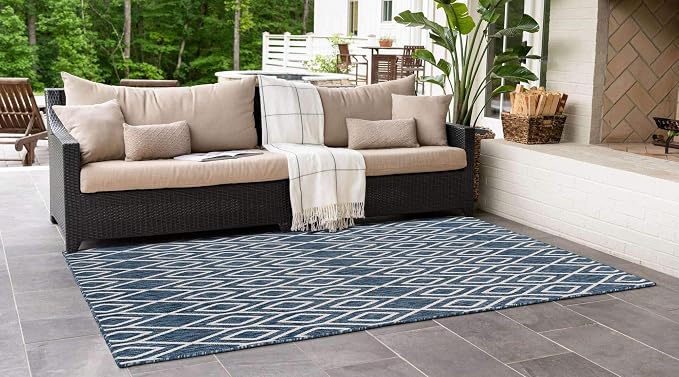 Jill Zarin Outdoor Collection Area Rug - Turks and Caicos (7' x 10' Rectangle Blue/Ivory)