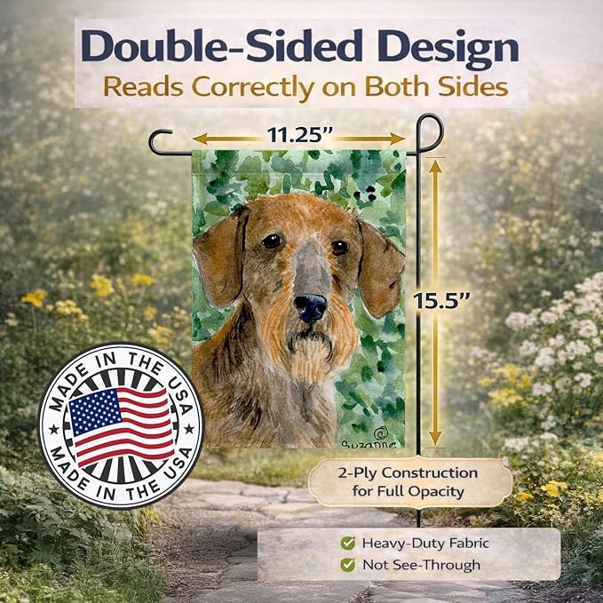 Caroline's Treasures SS8806GF Dachshund Garden Flag Mailbox Flag Decorative Yard Flag Banner Outside Patio Artwork Yard Flower Beds, Garden Size, Multicolor