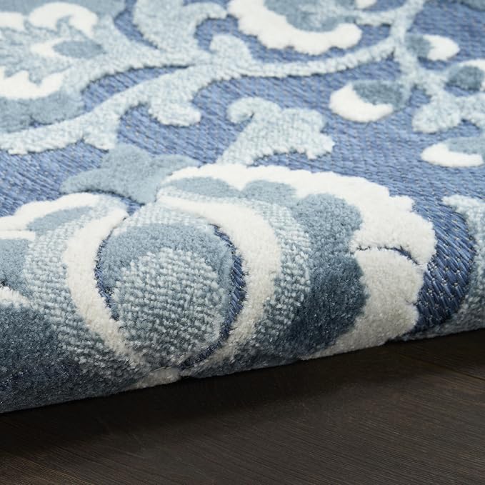 Nourison Home Aloha Blue 9' x 12' Area Rug - Easy Clean, Non Shedding, Bed Room, Living Room, Dining Room, Kitchen (9' x 12')