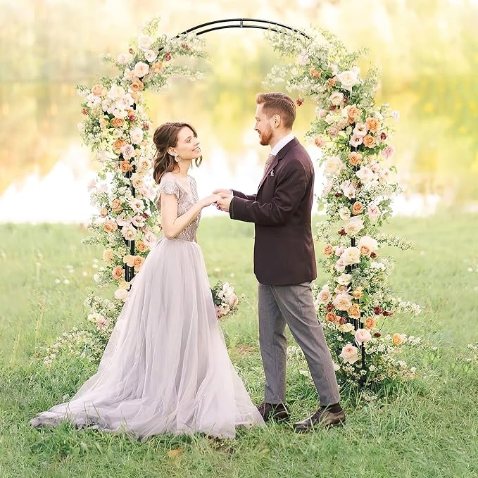 Giantex Garden Arch Trellis - 7.5 FT Metal Garden Arbor Archway for Climbing Plants Roses Vines, Outdoor Trellis Pergola for Wedding Bridal Party Ceremony Lawn Decor, 4 Stakes, Easy Assembly