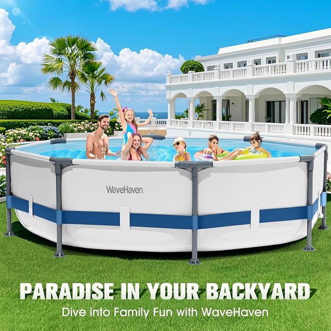 Above Ground Pool,10ft x 30in Frame Deep Swimming Pool-Deep Blue | Family Pool,Large Above Ground Pool Easy Set,1200 Gallon Pool,Outdoor Backyard Pool for Kids,Adults,Pump Not Included