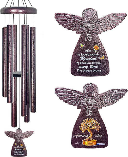 50th Birthday Gifts for Women - 32" Angel Aluminum Wind Chimes for Outside with Harmony Tone, Memorable 50th Birthday Gift for Mom, Unique Wind Chimes for Garden, Patios and Backyard Decor