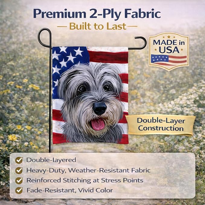 Caroline's Treasures CK6619GF Miniature Schnauzer Dog American Flag Garden Flag Mailbox Flag Decorative Yard Flag Banner Outside Patio Artwork Yard Flower Beds, Garden Size, Multicolor