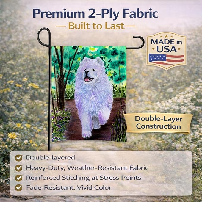 Caroline's Treasures SS8458GF Samoyed Garden Flag Mailbox Flag Decorative Yard Flag Banner Outside Patio Artwork Yard Flower Beds, Garden Size, Multicolor
