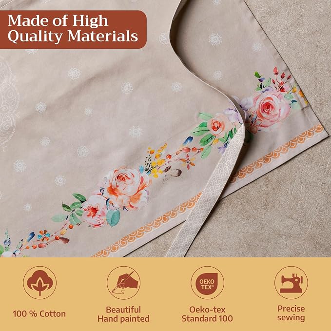 Maison d' Hermine Aprons for women with Pocket 100% Cotton (27.50"x31.50") | Adjustable Neck Strap & long ties Apron Men Chef Wedding Cooking Gardening Server Maid